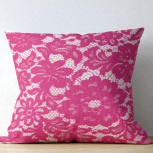 Hot pink Lace Throw Pillow