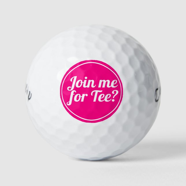 Hot Pink Lady Golfer Funny Golf Pun Typography Golf Balls (Front)