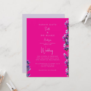 Hot Pink & Lavender Floral No Parents Wedding   Invitation
