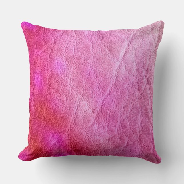 Hot Pink Leather Throw Pillow (Front)