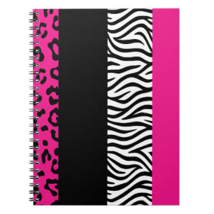 Hot Pink Leopard and Zebra Animal Print Notebook