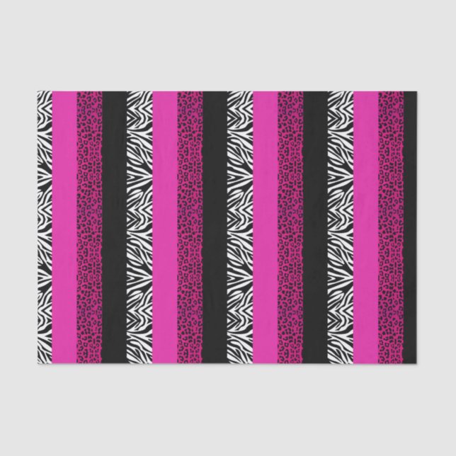 Hot Pink Leopard and Zebra Animal Print Tissue Paper (Front)