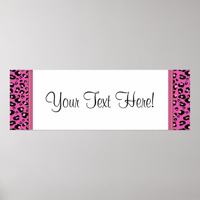Hot Pink Leopard Baby Shower Banner Poster (Front)