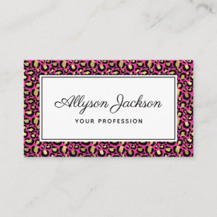 Hot Pink Leopard Business Card
