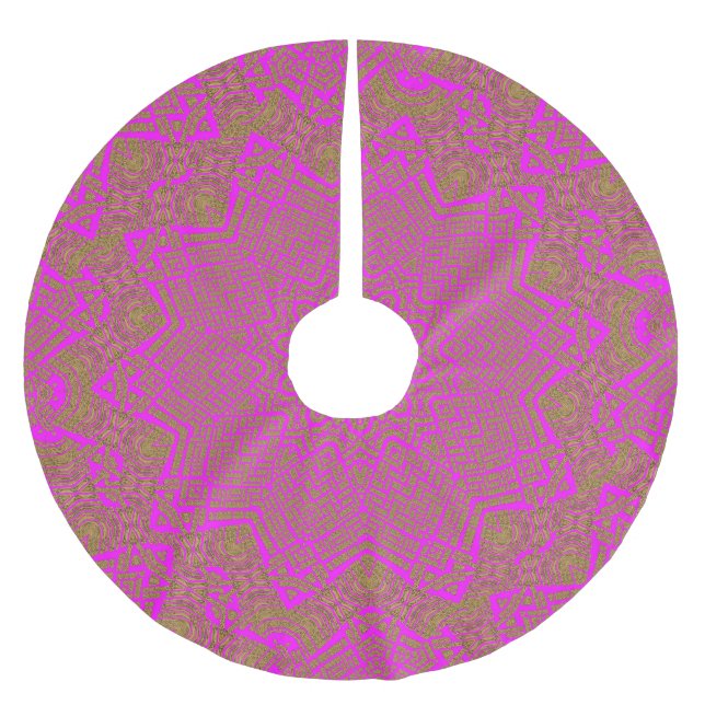 Hot Pink Leopard Pattern Circle Christmas Holiday Brushed Polyester Tree Skirt (Front)