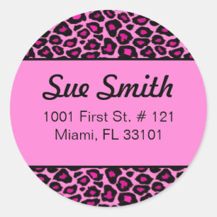 Hot pink leopard print address labels (#LABL 018)