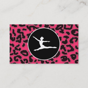 Hot Pink Leopard Print; Ballet Dancer Business Card