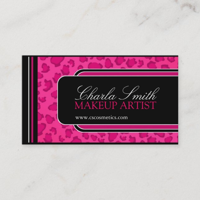 Hot Pink Leopard Print  Business Card (Front)
