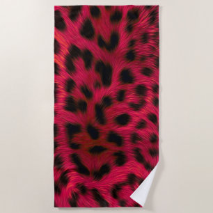 Hot Pink Leopard Print Faux  Beach Towel