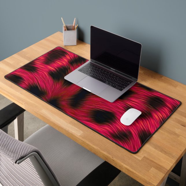 Hot Pink Leopard Print Faux  Desk Mat (Office 2)