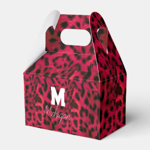 Hot Pink Leopard Print Faux Favor Box