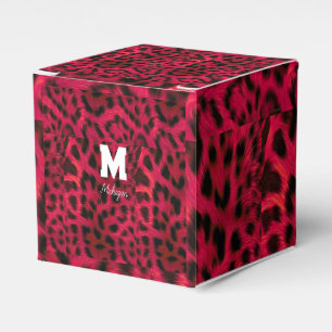 Hot Pink Leopard Print Faux Favor Box