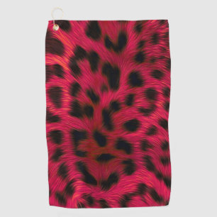 Hot Pink Leopard Print Faux Golf Towel