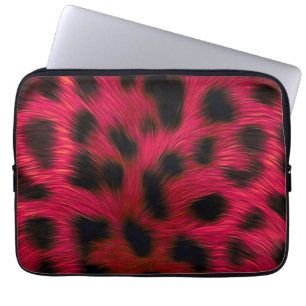 Hot Pink Leopard Print Faux  Laptop Sleeve