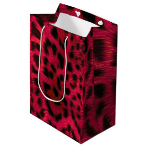 Hot Pink Leopard Print Faux  Medium Gift Bag