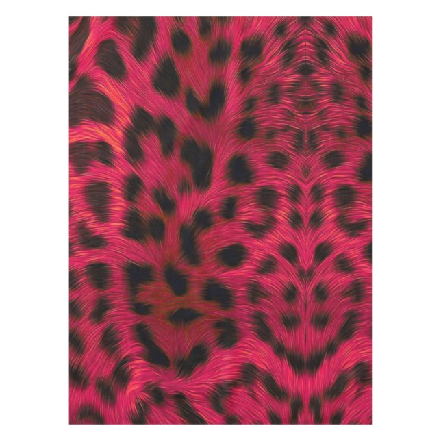 Hot Pink Leopard Print Faux  Tablecloth (Front)