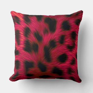 Hot Pink Leopard Print Faux Throw Pillow