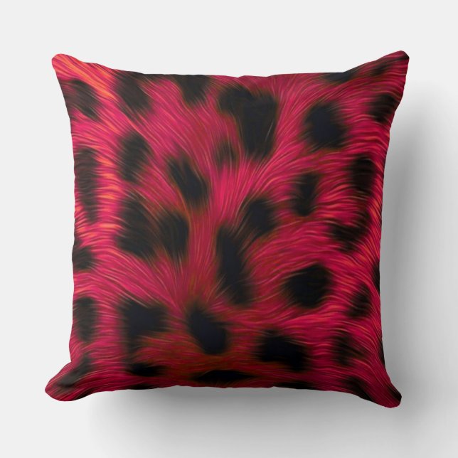 Hot Pink Leopard Print Faux  Throw Pillow (Front)
