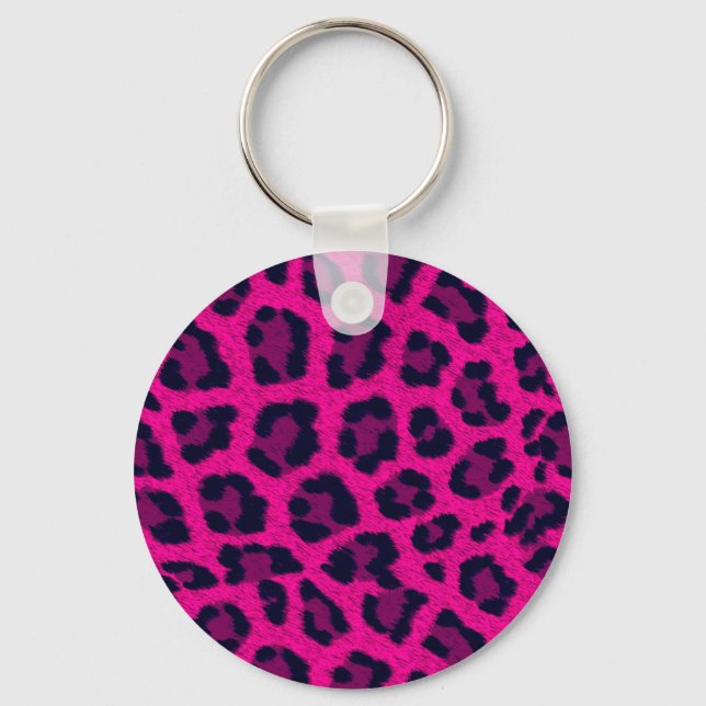 Hot Pink Leopard Print  Keychain (Front)