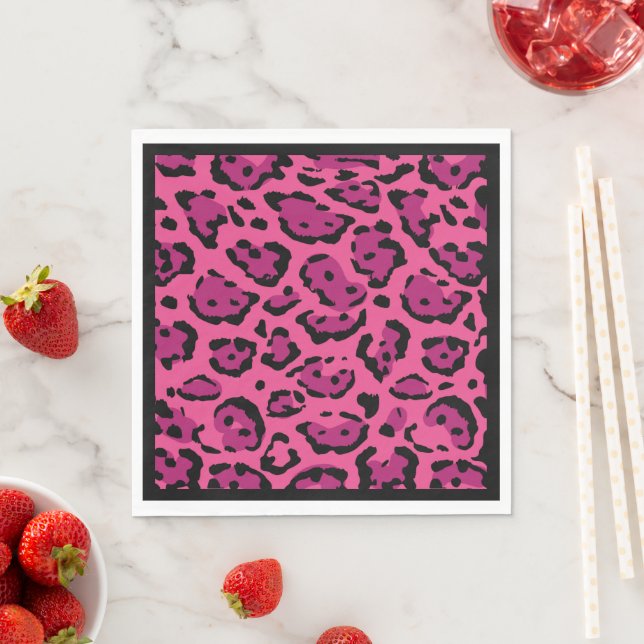 Hot Pink Leopard Print Luncheon  Napkin (Insitu)