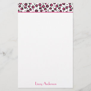 Hot Pink Leopard Print Personalized Stationery