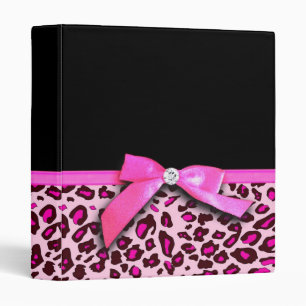 Hot pink leopard print ribbon bow graphic binder