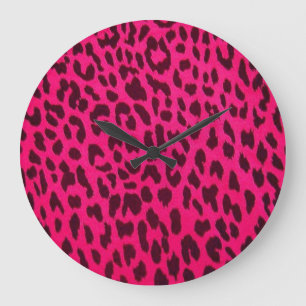 Hot Pink Leopard Print Wall Clock