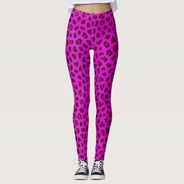 Hot Pink Leopard Skin Leggings (Front)