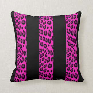 Hot Pink Leopard Stripes Throw Pillow