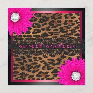 Hot Pink Leopard Sweet Sixteen Invitation