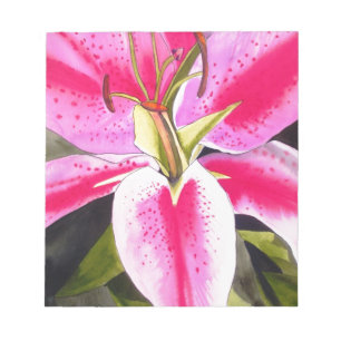 Hot Pink Lily Tenerife pop art watercolor flower Notepad