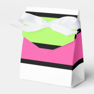 Hot Pink, Lime Green, Black and White Stripes Favor Box
