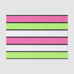 Hot Pink, Lime Green, Black and White Stripes Tissue Paper