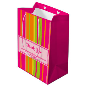 Hot Pink, Lime Green, Orange, and Yellow Thank You Medium Gift Bag