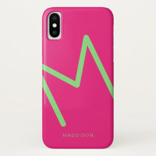 Hot Pink Lime Green Simple Abstract Initial Case-Mate iPhone Case