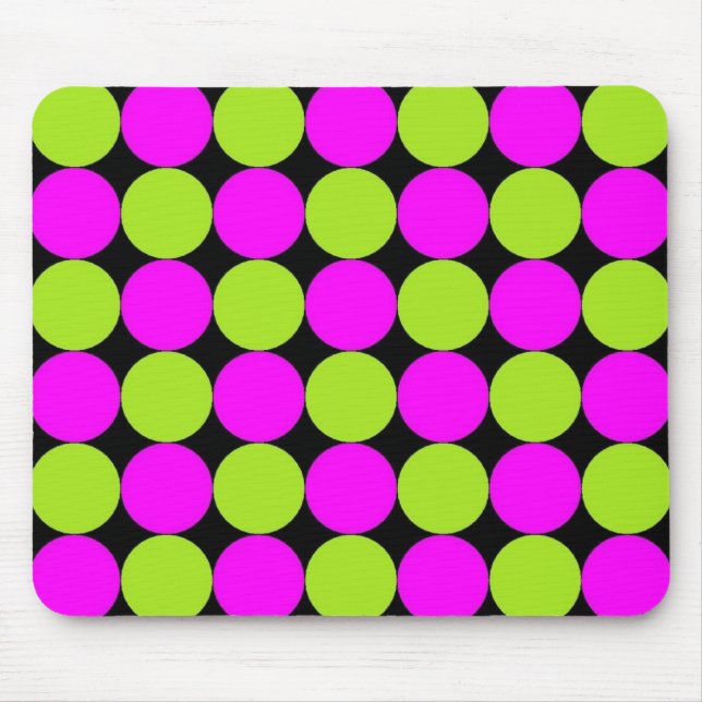 Hot Pink & Lime Polka Dots Mouse Pad (Front)