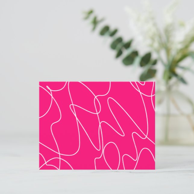 Hot Pink Line Art  Postcard (Standing Front)