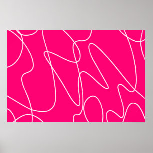 Hot Pink Line Art Poster