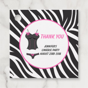 Hot Pink Lingerie Party Thank You Favour Tags