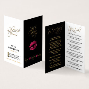 Hot Pink Lips and Black Instructions - White Business Card
