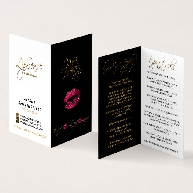 Hot Pink Lips and Black Instructions - White Business Card (Inside and Outside)