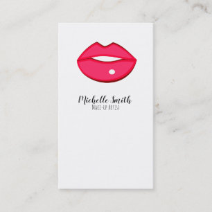 Hot Pink lips design Make-up artist Business Card