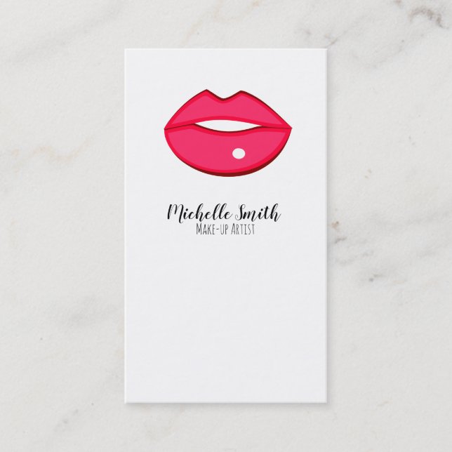 Hot Pink lips design Make-up artist Business Card (Front)
