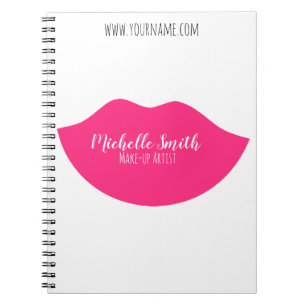 Hot Pink lips design Make-up artist Business Card Notebook