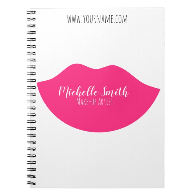 Hot Pink lips design Make-up artist Business Card Notebook (Front)