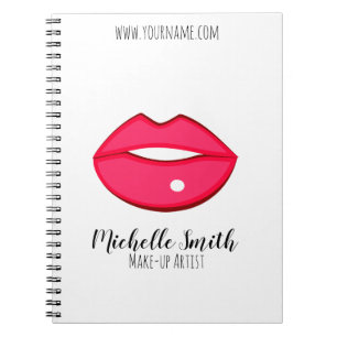 Hot Pink lips design Make-up artist Business Card Notebook