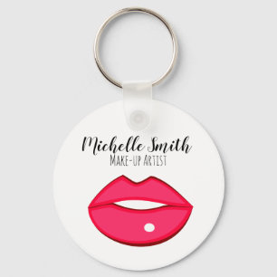 Hot Pink lips design Make-up artist Keychain