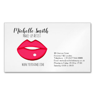 Hot Pink lips design Make-up artist Magnetic Business Card