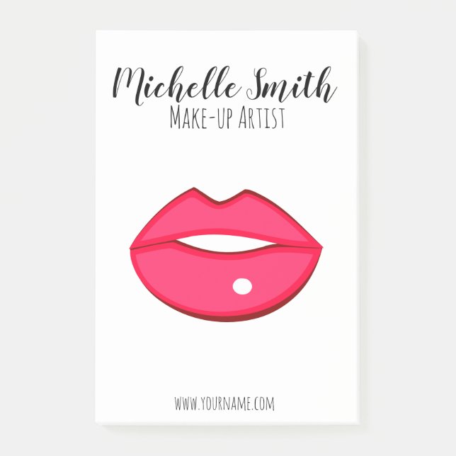 Hot Pink lips design Make-up artist Post-it Notes (Front)