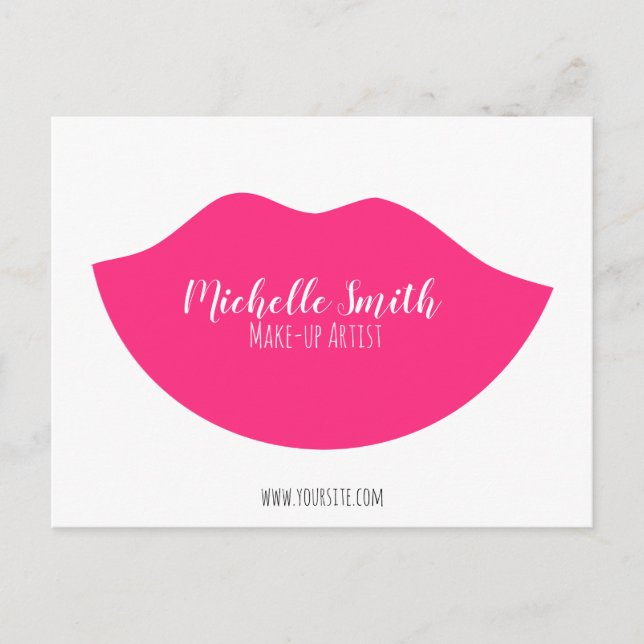 Hot Pink lips design Make-up artist Postcard (Front)